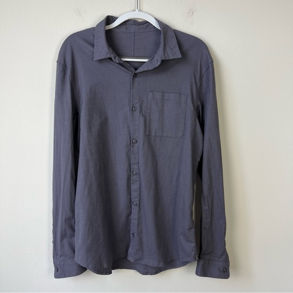 Lululemon Men’s All Down Button Down Shirt Moon Blue - Picture 3 of 7